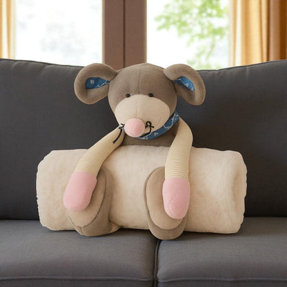 17" X 7" Gray And White Rat Fabric Throw Pillow