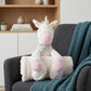 17" X 7" Ivory Unicorn Fabric Throw Pillow with Texture