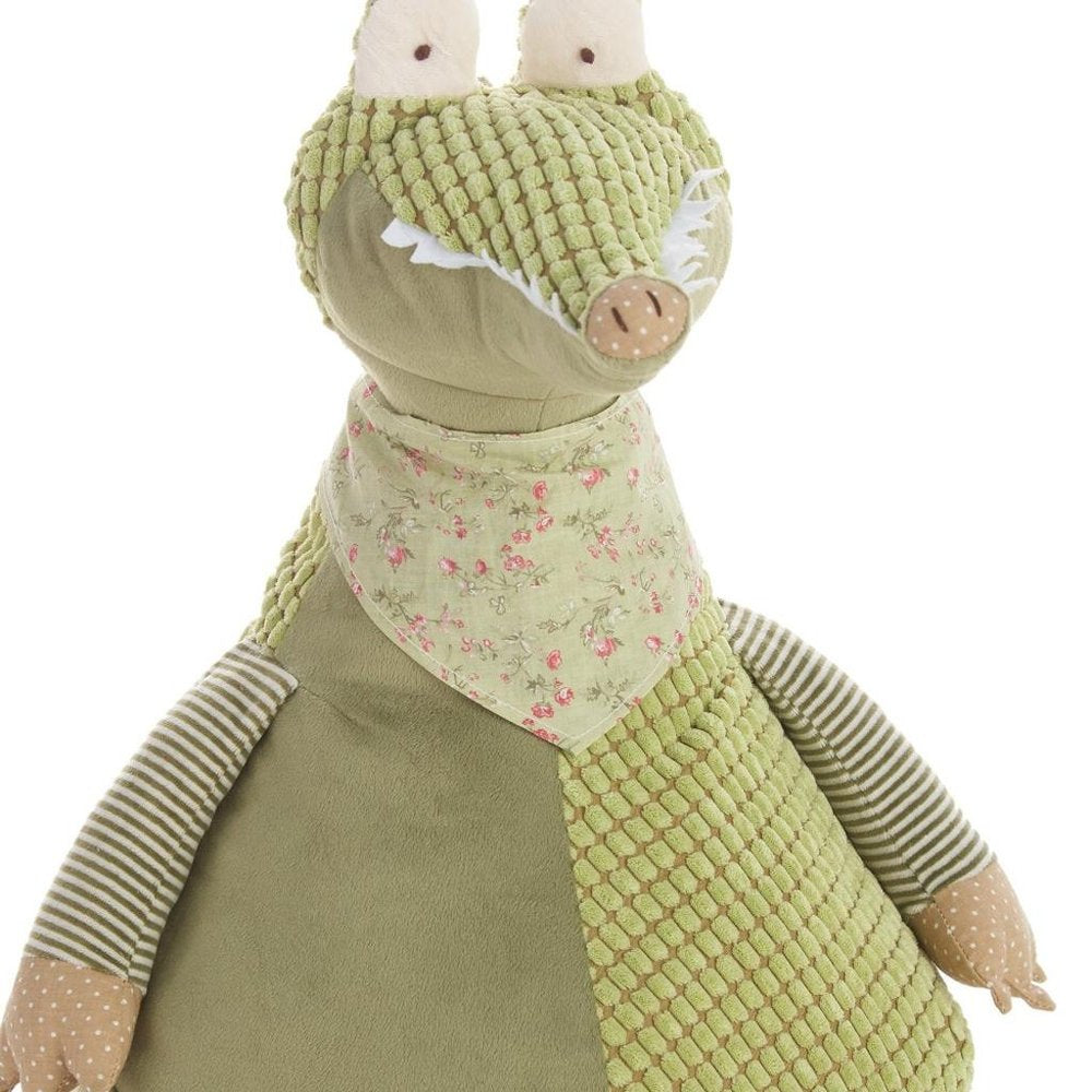 26" X 22" Green Crocodile Fabric Throw Pillow