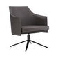 26" Gray and Black Faux Leather Swivel Lounge Chair