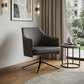 26" Gray and Black Faux Leather Swivel Lounge Chair