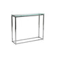 36" Clear and Silver Glass Sled Console Table