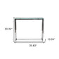 36" Clear and Silver Glass Sled Console Table