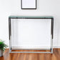 36" Clear and Silver Glass Sled Console Table