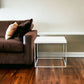 20" Silver And White Square End Table