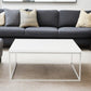 35" White and Silver Wood And Metal Square Frame Coffee Table