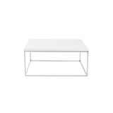 35" White and Silver Wood And Metal Square Frame Coffee Table