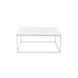 35" White and Silver Wood And Metal Square Frame Coffee Table