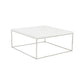 35" White and Silver Wood And Metal Square Frame Coffee Table