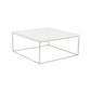 35" White and Silver Wood And Metal Square Frame Coffee Table