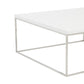 35" White and Silver Wood And Metal Square Frame Coffee Table