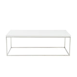 47" White and Silver Wood And Metal Frame Coffee Table