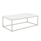 47" White and Silver Wood And Metal Frame Coffee Table