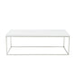 47" White and Silver Wood And Metal Frame Coffee Table