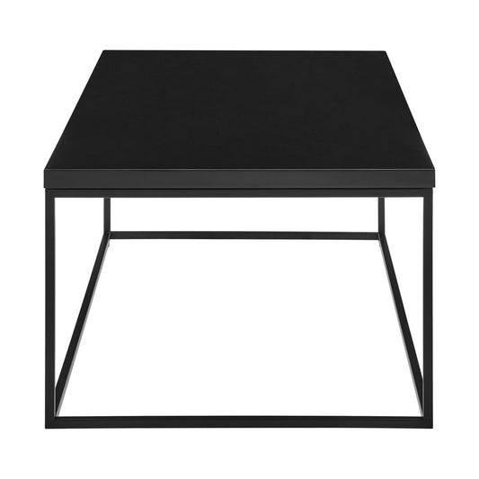 35" Black Wood And Metal Square Frame Coffee Table
