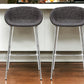 Set of Two 30" Black And Silver Steel Low Back Bar Height Bar Chairs