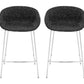Set of Two 26" Black And Silver Steel Low Back Counter Height Bar Chairs