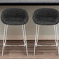 Set of Two 26" Black And Silver Steel Low Back Counter Height Bar Chairs