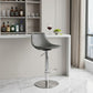 32" Gray And Silver Steel Swivel Low Back Bar Height Bar Chair