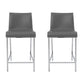 Set of Two 24" Gray And Silver Steel Low Back Counter Height Bar Chairs