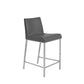 Set of Two 24" Gray And Silver Steel Low Back Counter Height Bar Chairs