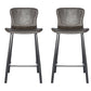 Set of Two 26" Gray And Black Steel Low Back Counter Height Bar Chairs