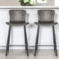 Set of Two 26" Gray And Black Steel Low Back Counter Height Bar Chairs