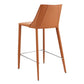 26" Terra Cotta Faux Leather And Steel Low Back Counter Height Bar Chair
