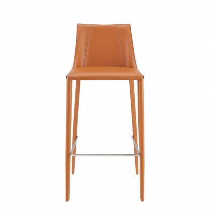 30" Terra Cotta Steel Low Back Bar Height Bar Chair