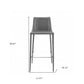30" Gray Steel Low Back Bar Height Bar Chair