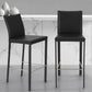 Set of Two 30" Black Faux Leather and Steel Bar Height Bar Chairs