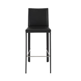Set of Two 30" Black Faux Leather and Steel Bar Height Bar Chairs