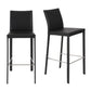 Set of Two 30" Black Faux Leather and Steel Bar Height Bar Chairs