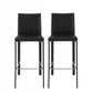Set of Two 30" Black Faux Leather and Steel Bar Height Bar Chairs