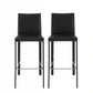 Set of Two 30" Black Faux Leather and Steel Bar Height Bar Chairs