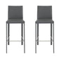Set of Two 30" Gray Faux Leather and Steel Bar Height Bar Chairs