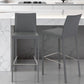 Set of Two 30" Gray Faux Leather and Steel Bar Height Bar Chairs