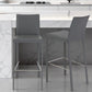 Set of Two 30" Gray Faux Leather and Steel Bar Height Bar Chairs
