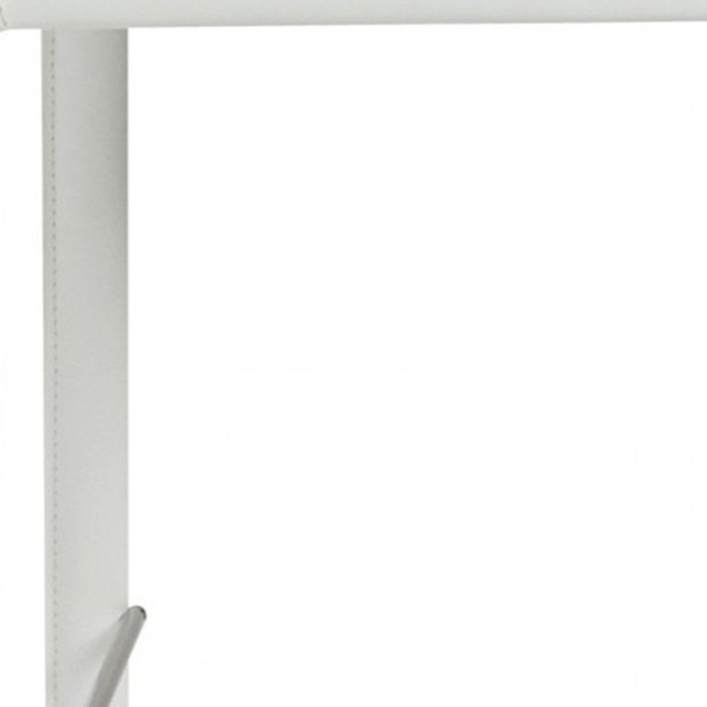 Set of Two 30" White Faux Leather And Steel Low Back Bar Height Bar Chairs