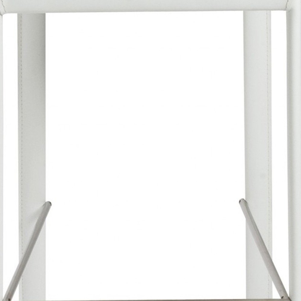 Set of Two 30" White Faux Leather And Steel Low Back Bar Height Bar Chairs