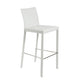 Set of Two 30" White Faux Leather And Steel Low Back Bar Height Bar Chairs