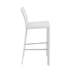 Set of Two 30" White Faux Leather And Steel Low Back Bar Height Bar Chairs