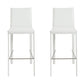Set of Two 30" White Faux Leather And Steel Low Back Bar Height Bar Chairs