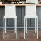 Set of Two 30" White Steel Low Back Bar Height Bar Chairs