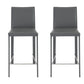 Set of Two 26" Gray Steel Low Back Counter Height Bar Chairs