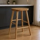 29" Natural Manufactured Wood Backless Bar Height Bar Chair