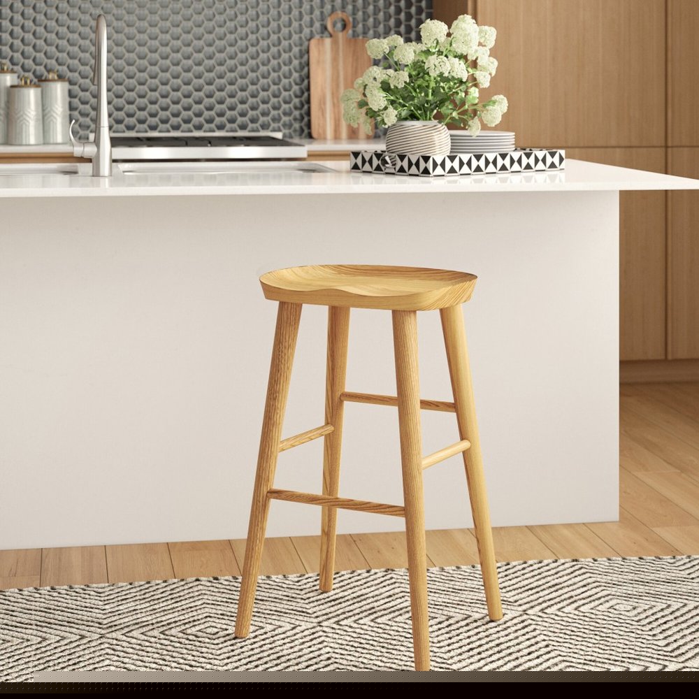 26" Natural Manufactured Wood Backless Counter Height Bar Chair