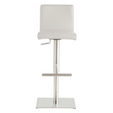 32" White And Silver Steel Swivel Low Back Bar Height Bar Chair