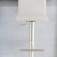 32" White And Silver Steel Swivel Low Back Bar Height Bar Chair