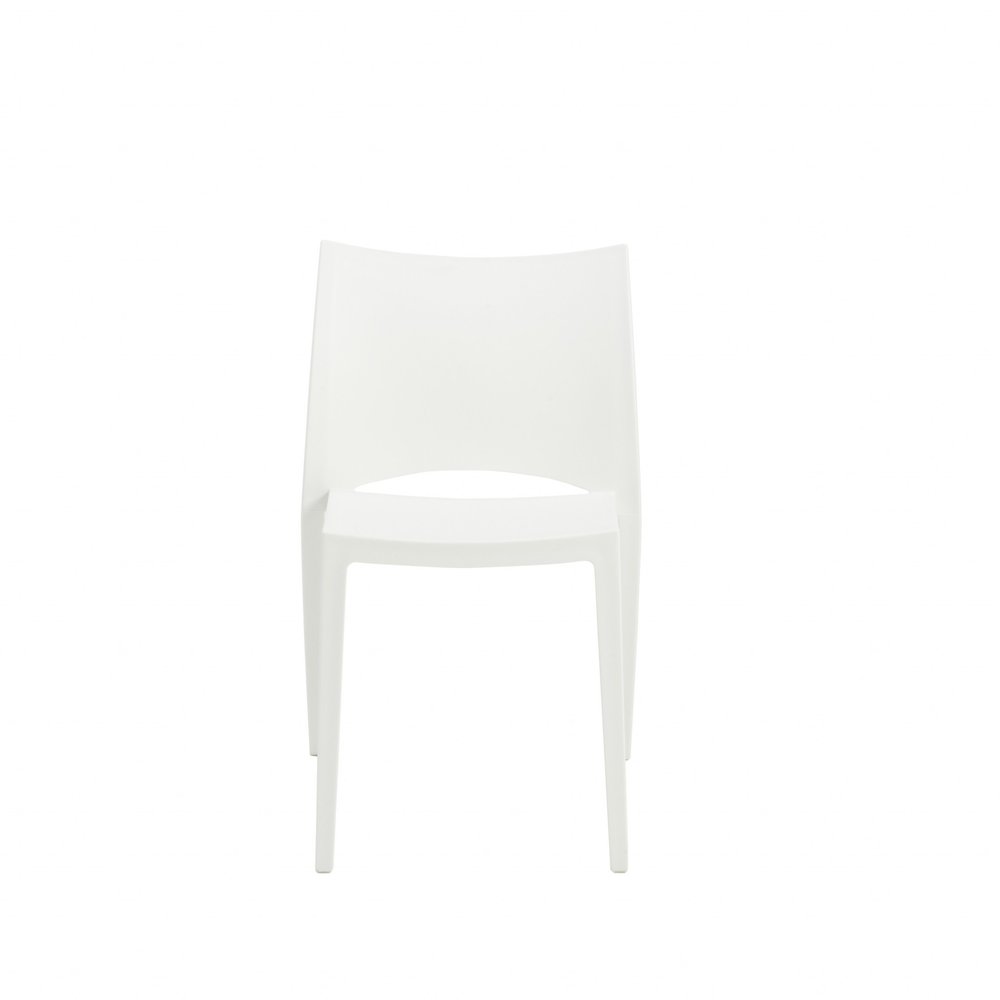 Set of Two White Heavy Duty Plastic Outdoor Stacking Dining Chairs